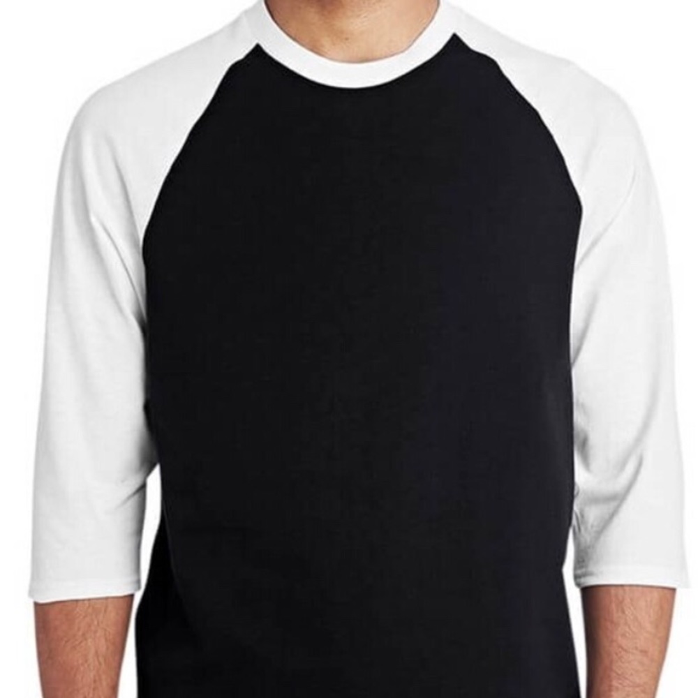 Gildan Raglan 3/4 sleeve t shirt. Colors:black/white